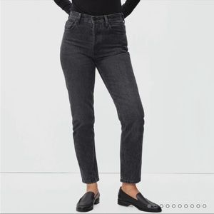 Everlane High Waist Straight Leg Denim Jeans In Washed Black